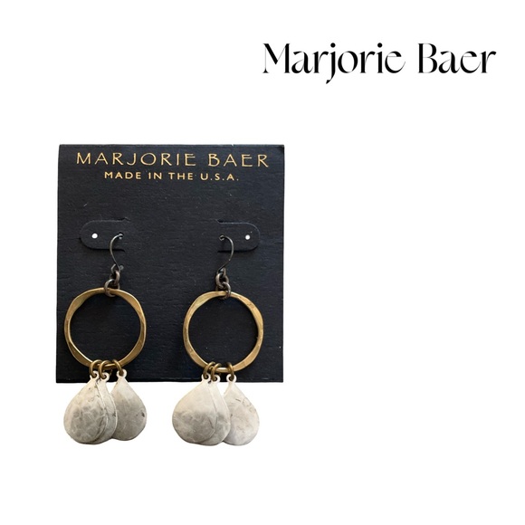 Marjorie Baer Jewelry - Gold and Silver Hoop Earrings with Textural Accents